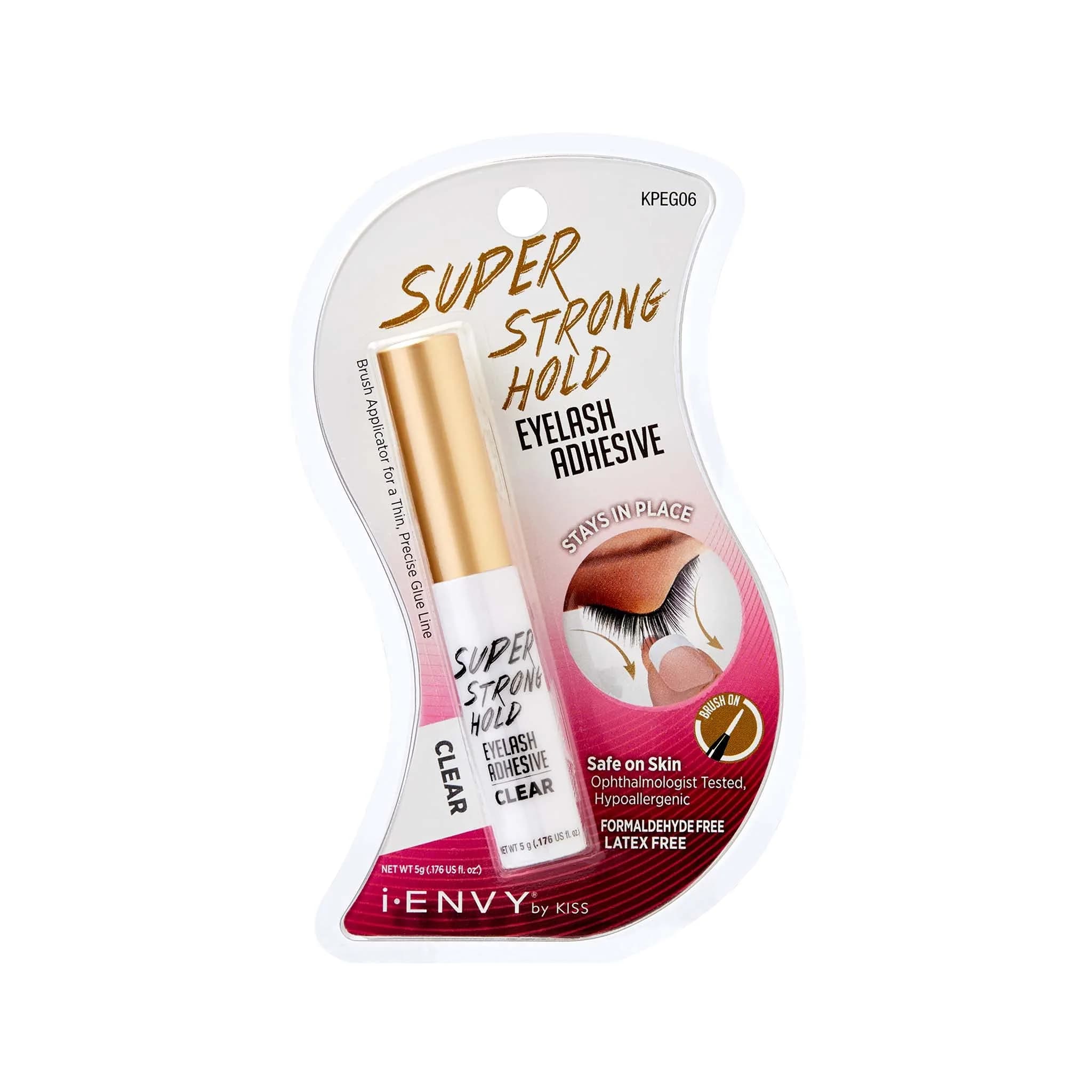 iENVY Super Strong Hold Eyelash Adhesive Clear | Waterproof, Latex-Free, Brush Applicator