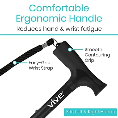 Vive Folding Cane - Adjustable 33"-37" | Lightweight Aluminum Mobility Aid with Ergonomic Grip & Non-Slip Tip thumbnail 4