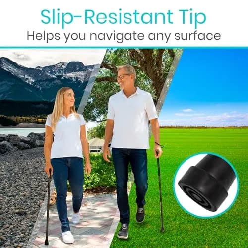 Vive Folding Cane - Adjustable 33"-37" | Lightweight Aluminum Mobility Aid with Ergonomic Grip & Non-Slip Tip thumbnail 6