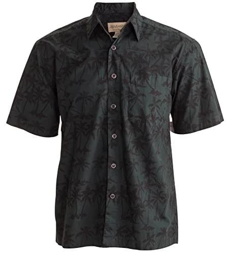 Johari West Men's Button-Down Short Sleeve Shirt | Hand Printed Batik, Natural Pre-Shrunk Cotton (Black, 2X-Large) thumbnail 1