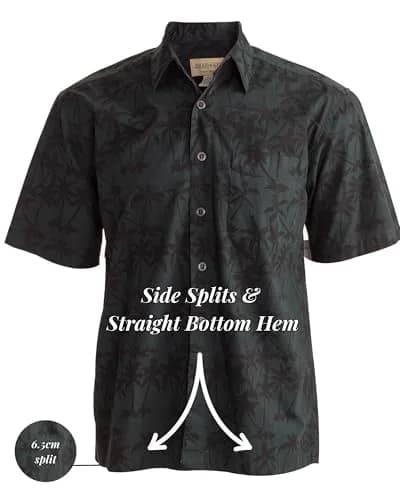 Johari West Men's Button-Down Short Sleeve Shirt | Hand Printed Batik, Natural Pre-Shrunk Cotton (Black, 2X-Large) thumbnail 6