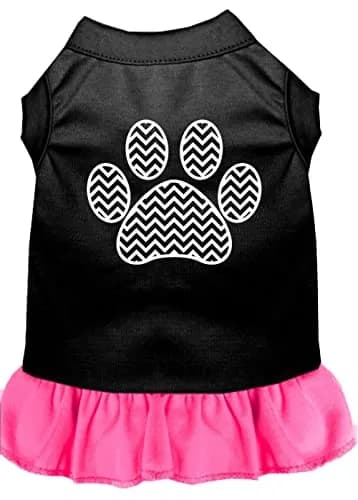Mirage Pet Products 57-59 SMBKPK 10" Chevron Paw Screen Print Dress Black with Light Pink | Small thumbnail 4