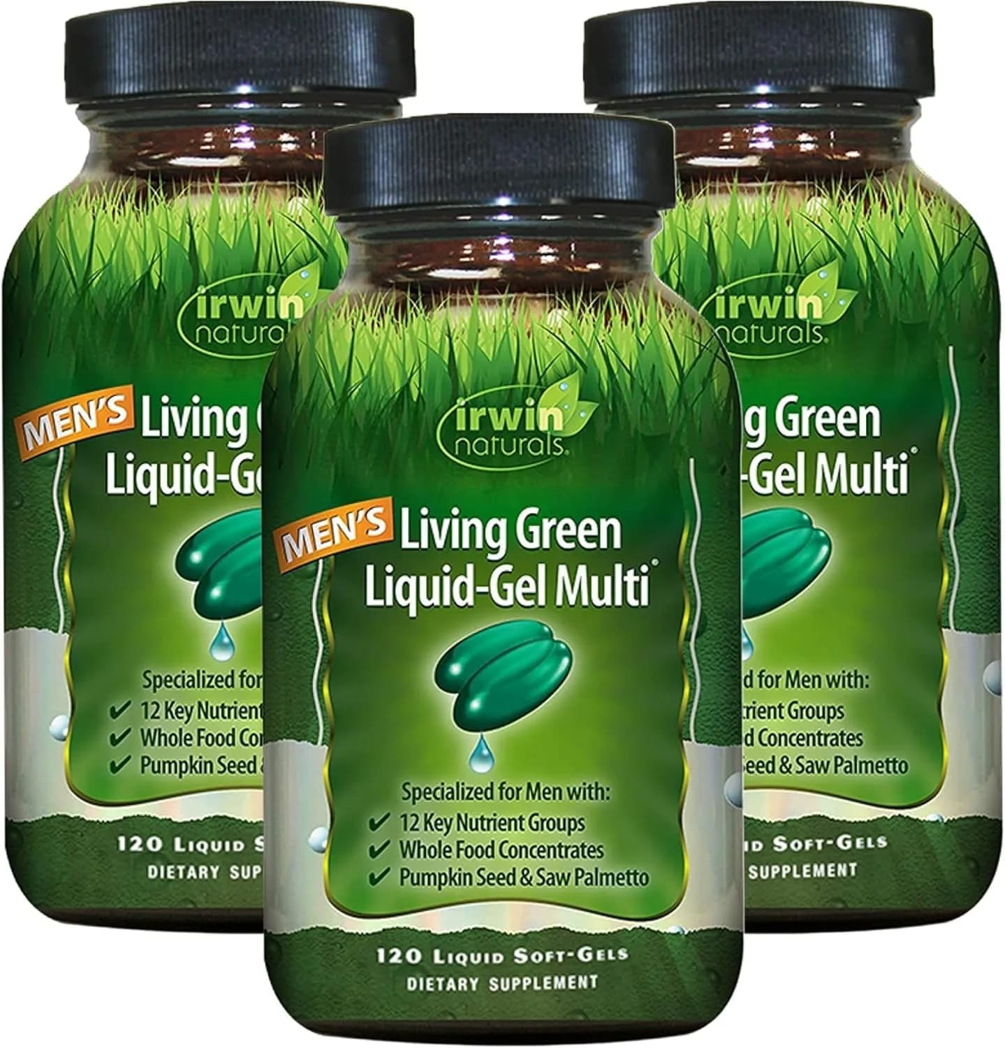 Irwin Naturals Men's Living Green Daily Multivitamin 120 Softgels | Full Spectrum Support for Men