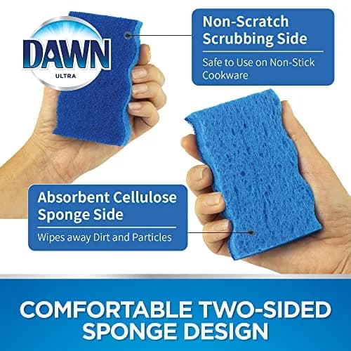 Dawn Non-Scratch Kitchen Dish Sponges, Blue (Pack of 3) | Non-Scratch & Durable for Household Cleaning thumbnail 5