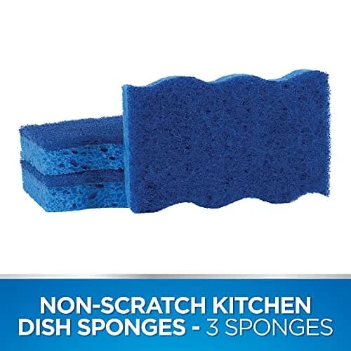 Dawn Non-Scratch Kitchen Dish Sponges, Blue (Pack of 3) | Non-Scratch & Durable for Household Cleaning thumbnail 2