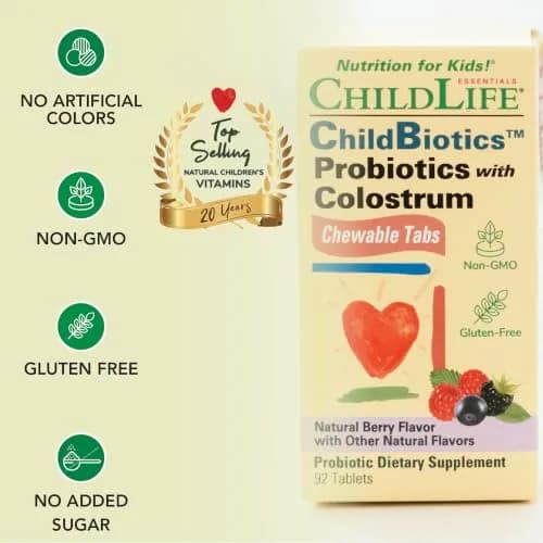 ChildLife Essentials ChildBiotics with Colostrum 92 Tablets | Supports Digestive & Immune Health thumbnail 4