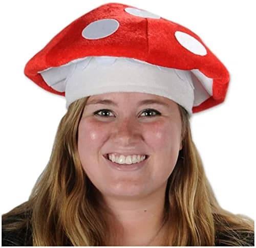 Beistle Plush Mushroom Hat – Arcade Party Supplies, Birthday & Halloween Costume Dress Up, Video Game Themed Headwear, Photo Booth Prop, Novelty Cap (1 Count) thumbnail 1