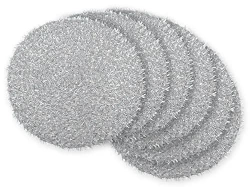 DII Classic Woven Tabletop Collection, Indoor/Outdoor Placemat Set, Round, 15" Diameter, Silver Tinsel thumbnail 1