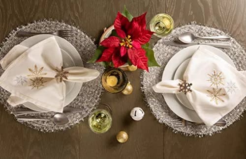 DII Classic Woven Tabletop Collection, Indoor/Outdoor Placemat Set, Round, 15" Diameter, Silver Tinsel thumbnail 7