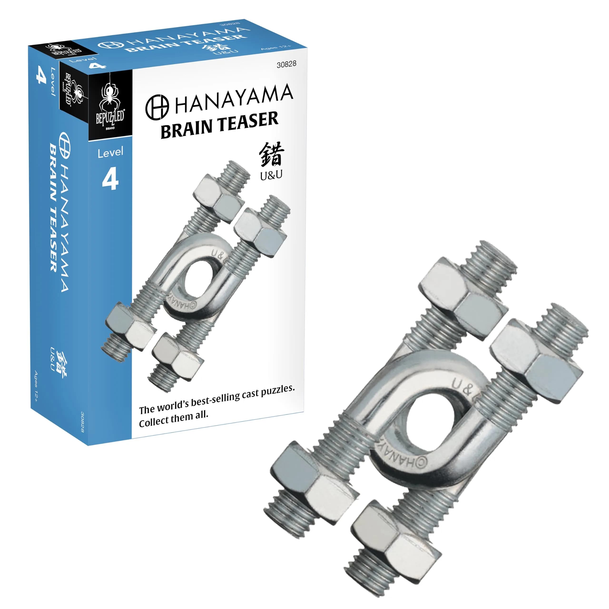 Bepuzzled U&U Hanayama Metal Brainteaser Puzzle Level 4 | 113g (4 oz) Assembly & Disentanglement