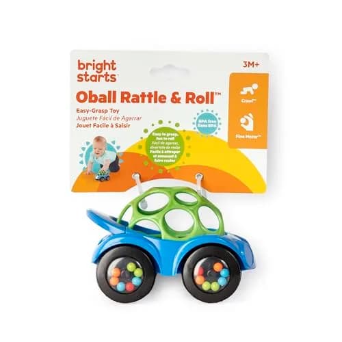 Bright Starts Oball Easy Grasp Rattle & Roll Toy Car 1 Pack | BPA-Free Infant Crawling Toy for 3+ Months thumbnail 7