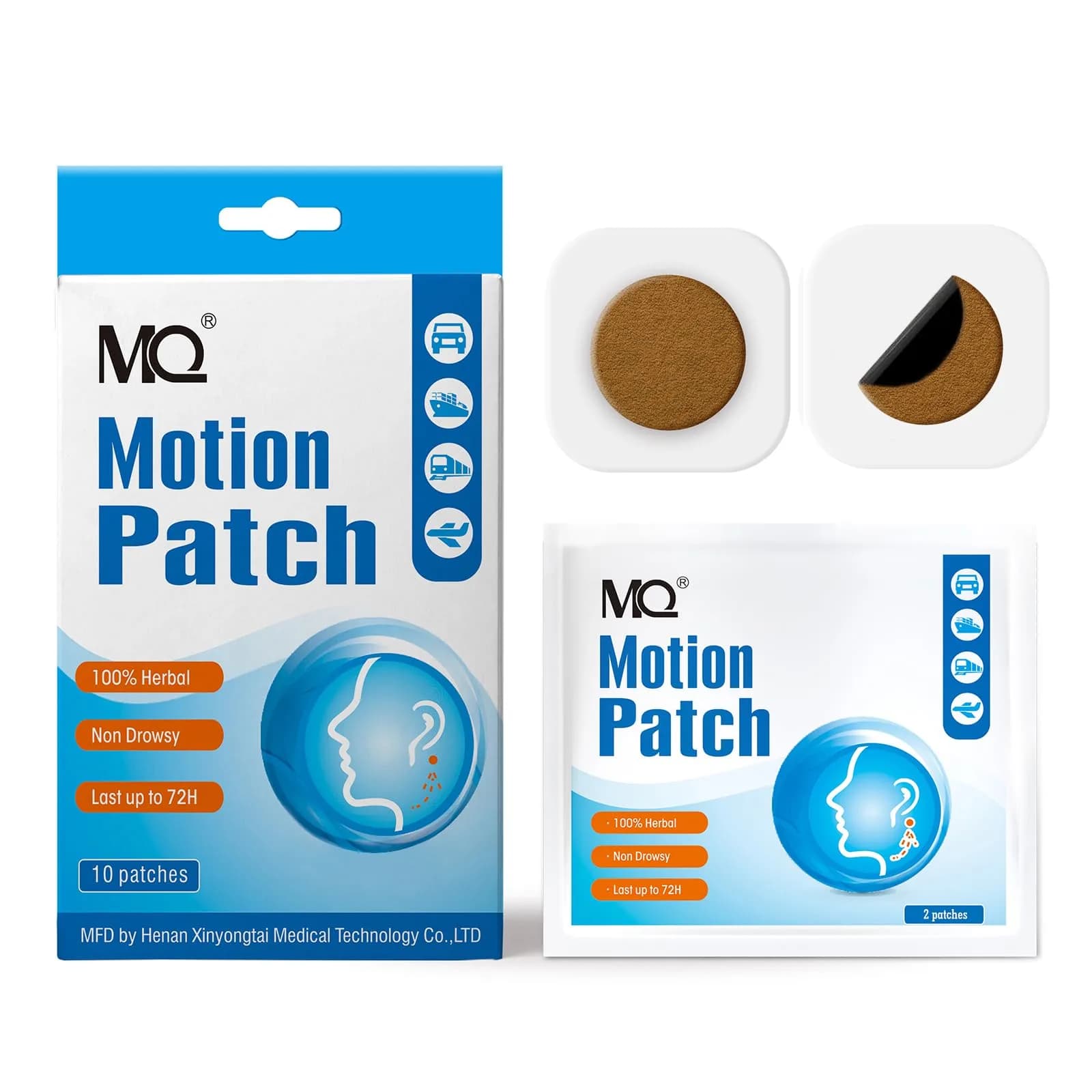 MQ Motion Sickness Patch 10 Count | Fast-Acting, Waterproof, Non Drowsy Relief for Travel - main product image