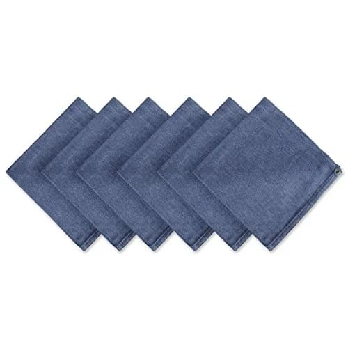 DII Solid Napkin Set Collection, 20x20 in Denim | 6 Piece Cotton Table Napkins thumbnail 1