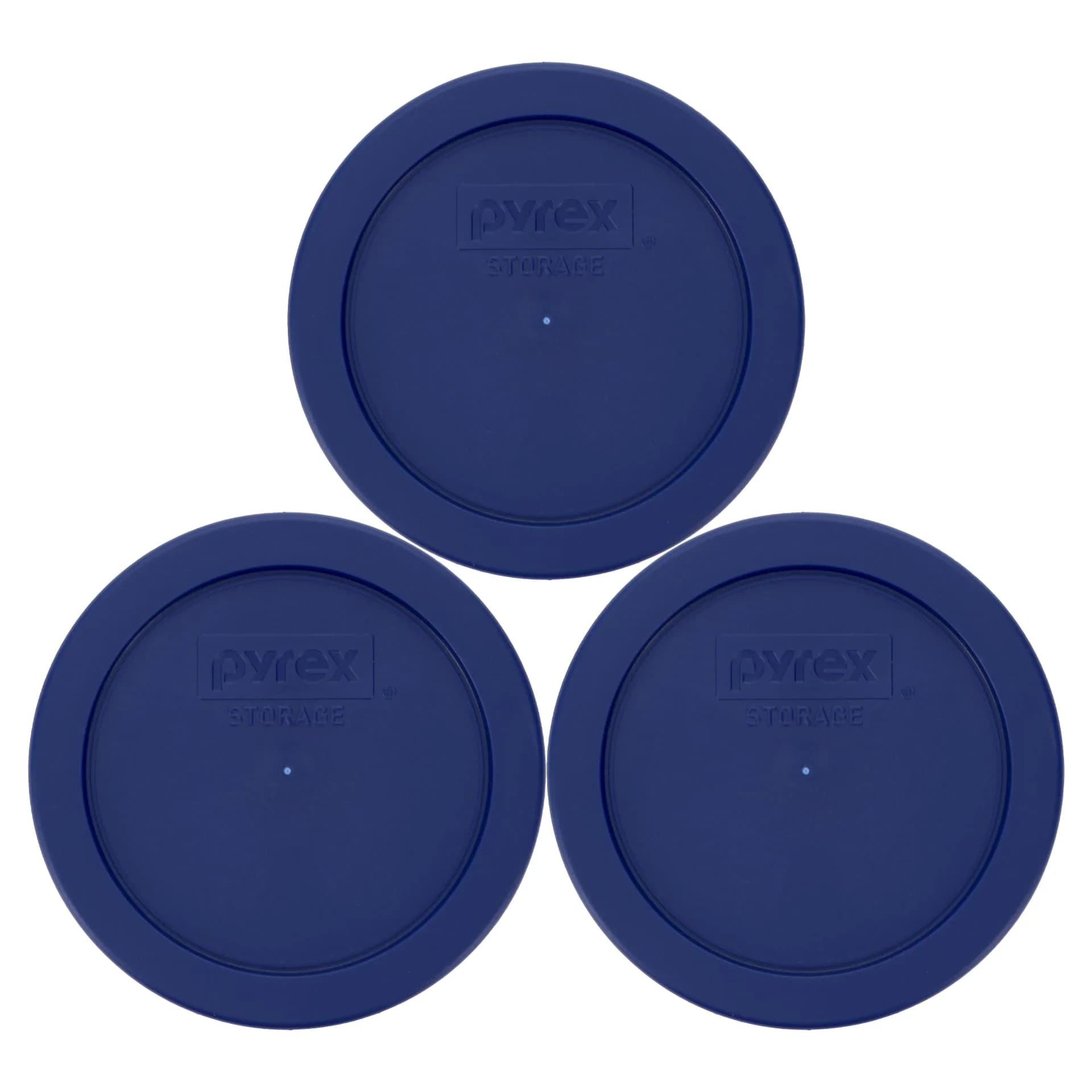 Pyrex 7200-PC Blue Food Storage Lid 11.4cm (4.5 inch) | BPA-Free Plastic for Refrigerator & Freezer Storage (3-Pack) - main product image