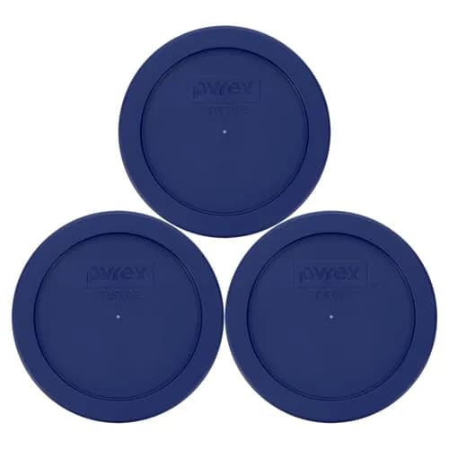 Pyrex 7200-PC Blue Food Storage Lid 11.4cm (4.5 inch) | BPA-Free Plastic for Refrigerator & Freezer Storage (3-Pack) thumbnail 1