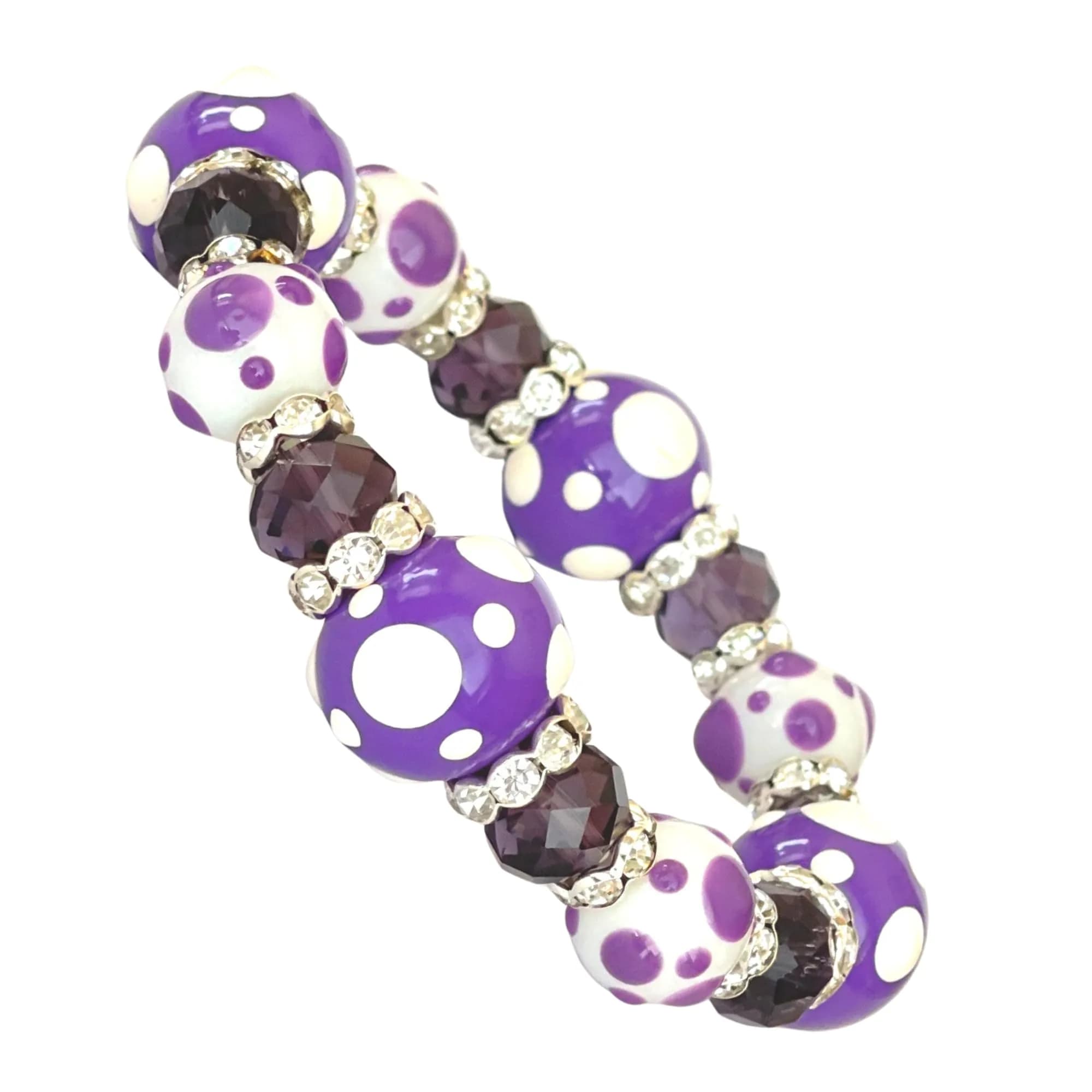Linpeng Polka Dots Glass Beaded Stretch Bracelet | Vibrant Handmade Gift for Her