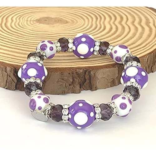 Linpeng Polka Dots Glass Beaded Stretch Bracelet | Vibrant Handmade Gift for Her thumbnail 4
