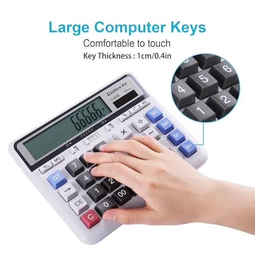 Comix Desktop Calculator 12 Digits White | Large Button, Clear LCD Display for Office & Home thumbnail 4