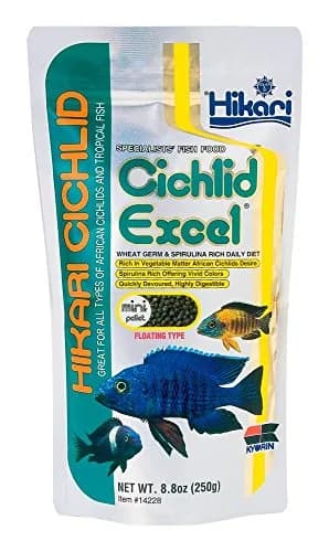 Hikari Cichlid Excel Floating Pellets Mini, 255 g (8.8 oz) - 3 Pack | Natural Color Enhancing Daily Diet for Herbivorous Cichlids & Tropical Fish thumbnail 1