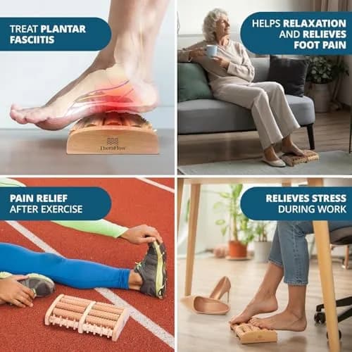 TheraFlow Wooden Foot Roller Massager for Plantar Fasciitis Relief | 2.5cm (1.0in) x 7.5cm (3.0in) x 11.2cm (4.4in) thumbnail 4