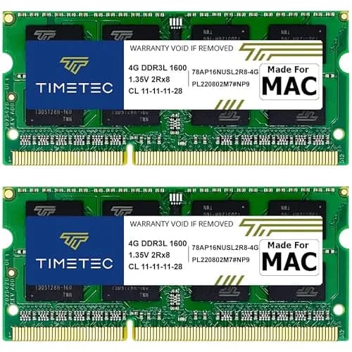 Timetec 8GB KIT (2x4GB) DDR3L 1600MHz SODIMM RAM for Apple MacBook Pro, iMac, Mac Mini thumbnail 1