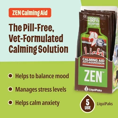 Licks Pill Free Licks Zen Calming Aid, L-Theanine, Braised Beef Flavor, 5 Packets | Fast-Acting Pet Stress Support thumbnail 3