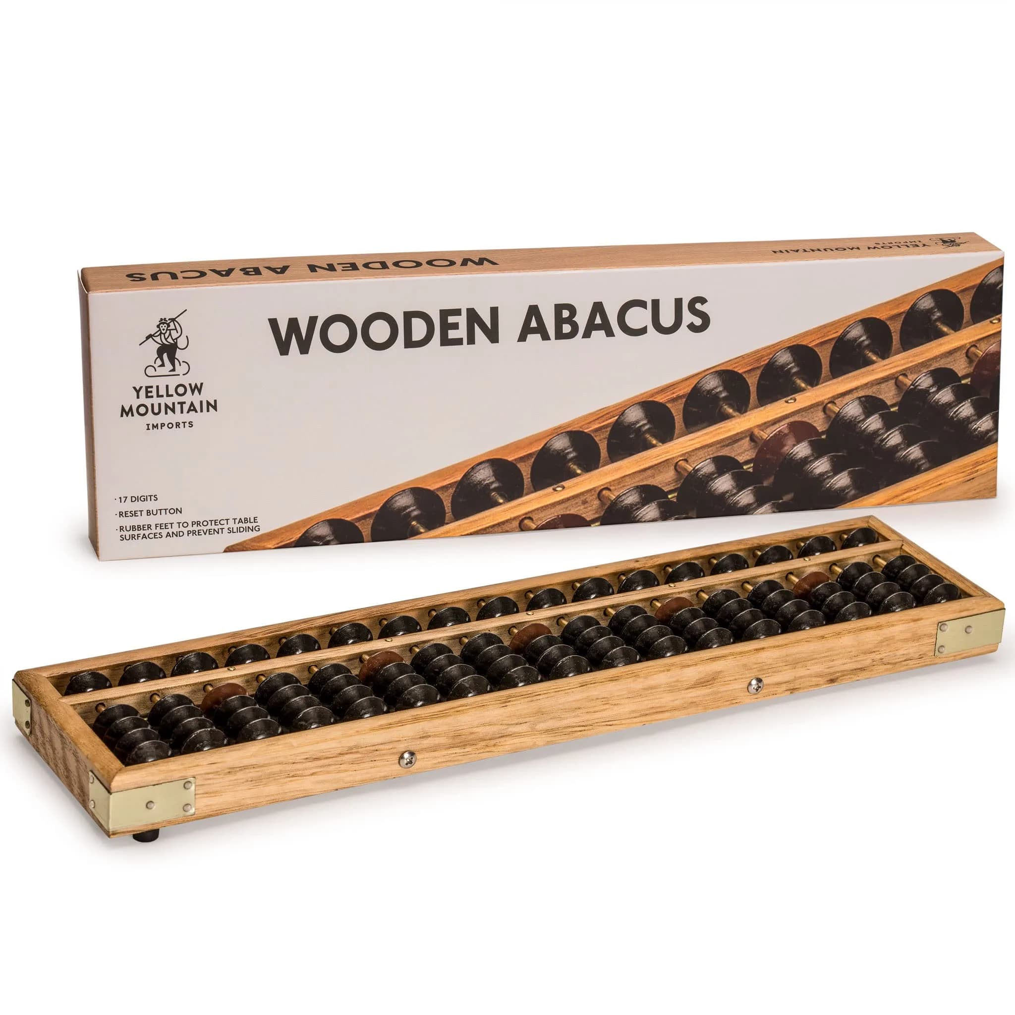 Yellow Mountain Imports Vintage Wood Soroban Abacus 17 Column 35.3 cm (13.9 in) | Educational Math Tool - main product image
