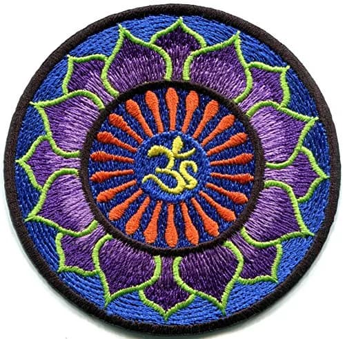 TKPatch Hindu Aum Om Lotus Embroidered Iron-on Patch 7.95 cm (3.13 in) | Authentic Indian Yoga Symbol thumbnail 1