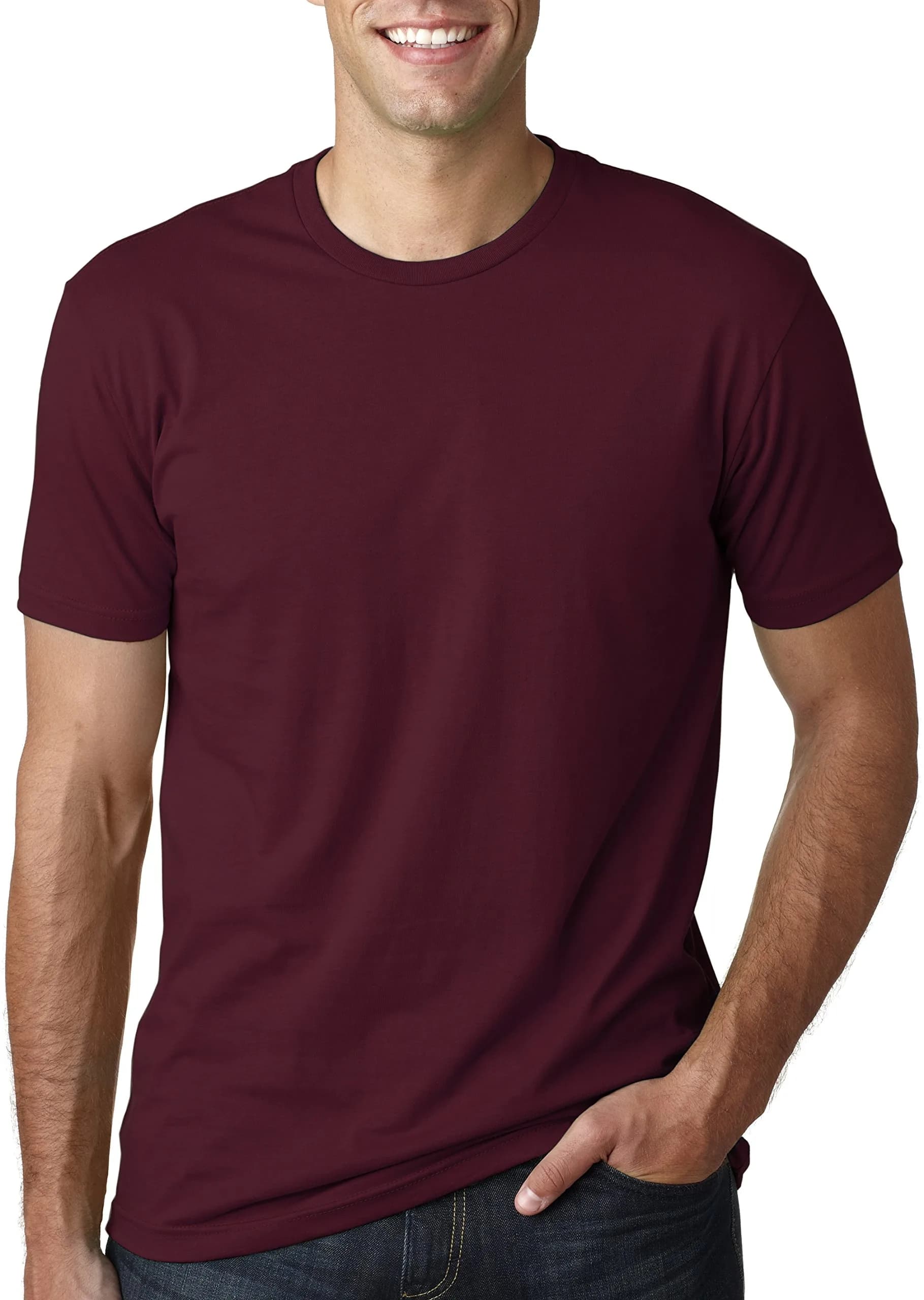 The Next Level Sueded Crew XL RED | Casual Men's T-Shirt, 60% Cotton & 40% Polyester, Regular Fit — Maroon / X-Large