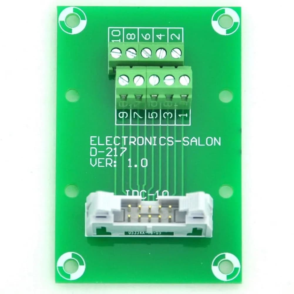 Electronics-Salon IDC16 2x8Pin Flat Ribbon Cable Breakout Board Module 2.54mm Pitch | 16-Pin IDC Connector with Terminal Block — IDC10 2x5Pin