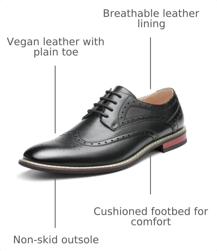 Bruno Marc Men's Classic Oxford Wingtip Shoes 6.5 D(M) US | Modern Formal Style thumbnail 4
