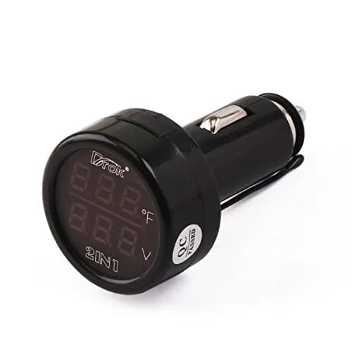 DROK Digital DC Voltage & Temperature Monitor 12V/24V | 10-170°F Battery Voltmeter Thermometer thumbnail 2