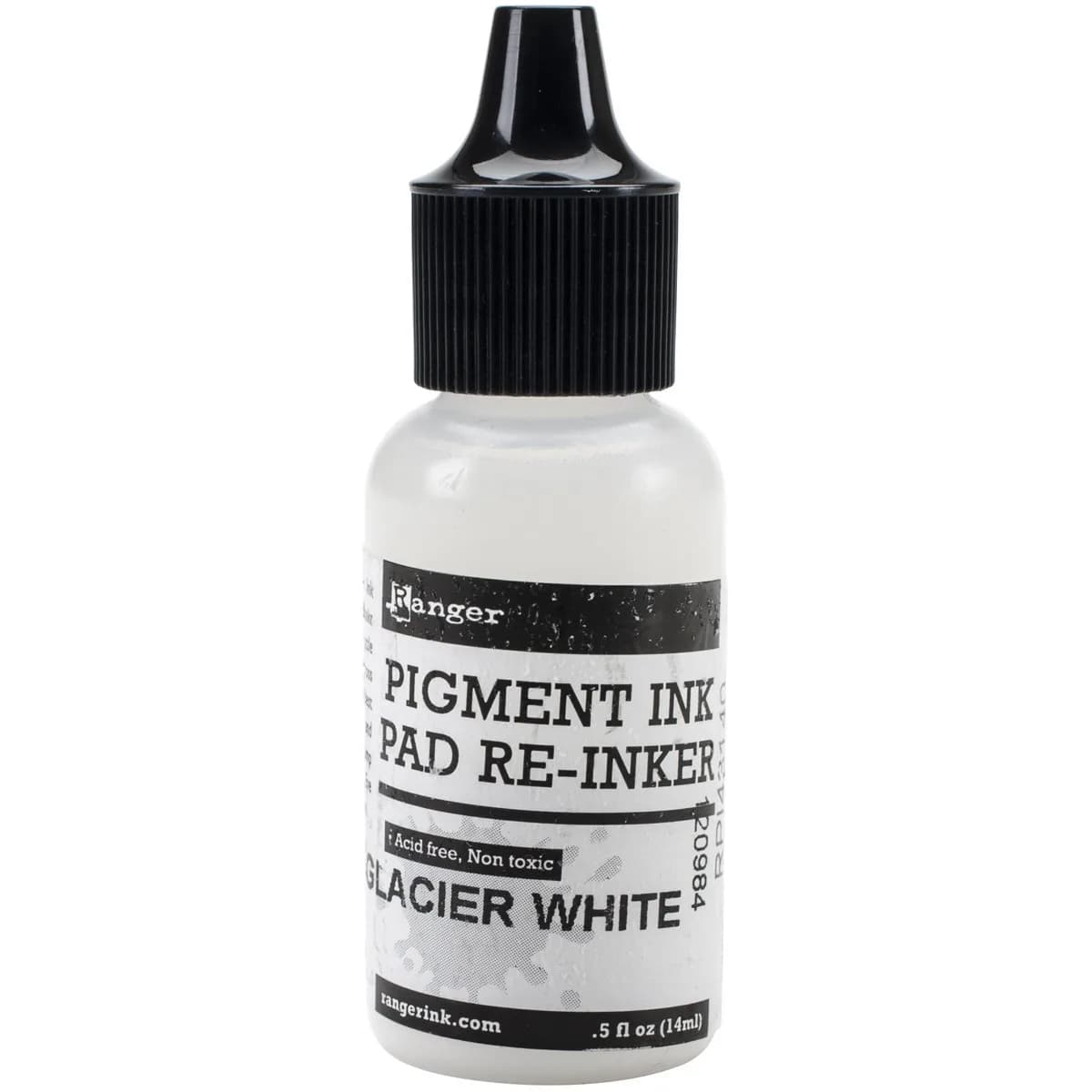 Ranger Pigment Ink Reinker Bottle Glacier White 15ml (0.5 fl oz) | Acid-Free Embossing Ink - main product image