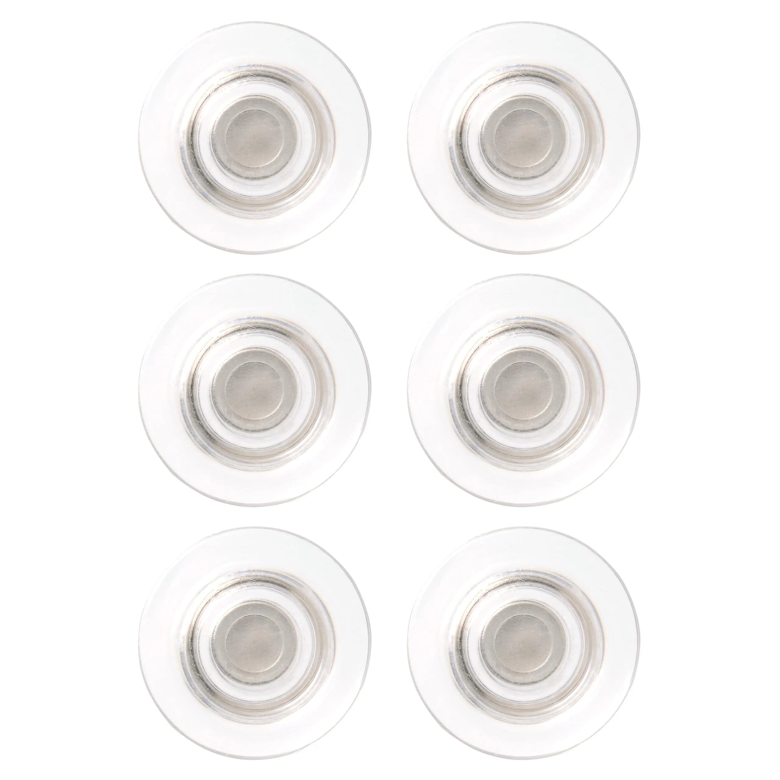 Quartet Clear Round Rare Earth Magnets 1/2" Diameter, 6 Pack | Strong Hold for Glass Whiteboards - main product image