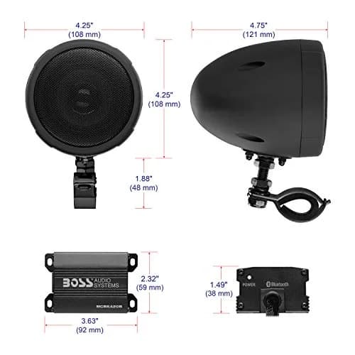 BOSS Audio Systems MCBK420B Motorcycle Speakers & 2 Channel Amp Package | Bluetooth Weatherproof Audio thumbnail 4
