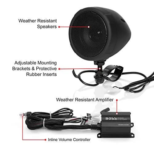 BOSS Audio Systems MCBK420B Motorcycle Speakers & 2 Channel Amp Package | Bluetooth Weatherproof Audio thumbnail 2