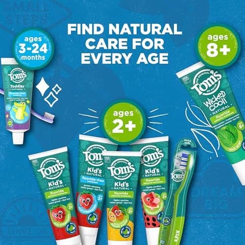 Tom's of Maine Toddler Fluoride-Free Toothpaste Mild Fruit 3 Pack 52.5ml (1.75oz Per Tube) | Gentle Cleaning for Ages 3-24 Months thumbnail 7