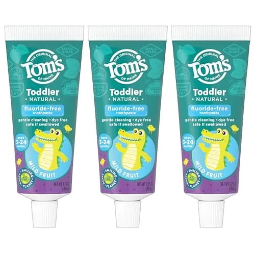Tom's of Maine Toddler Fluoride-Free Toothpaste Mild Fruit 3 Pack 52.5ml (1.75oz Per Tube) | Gentle Cleaning for Ages 3-24 Months thumbnail 9