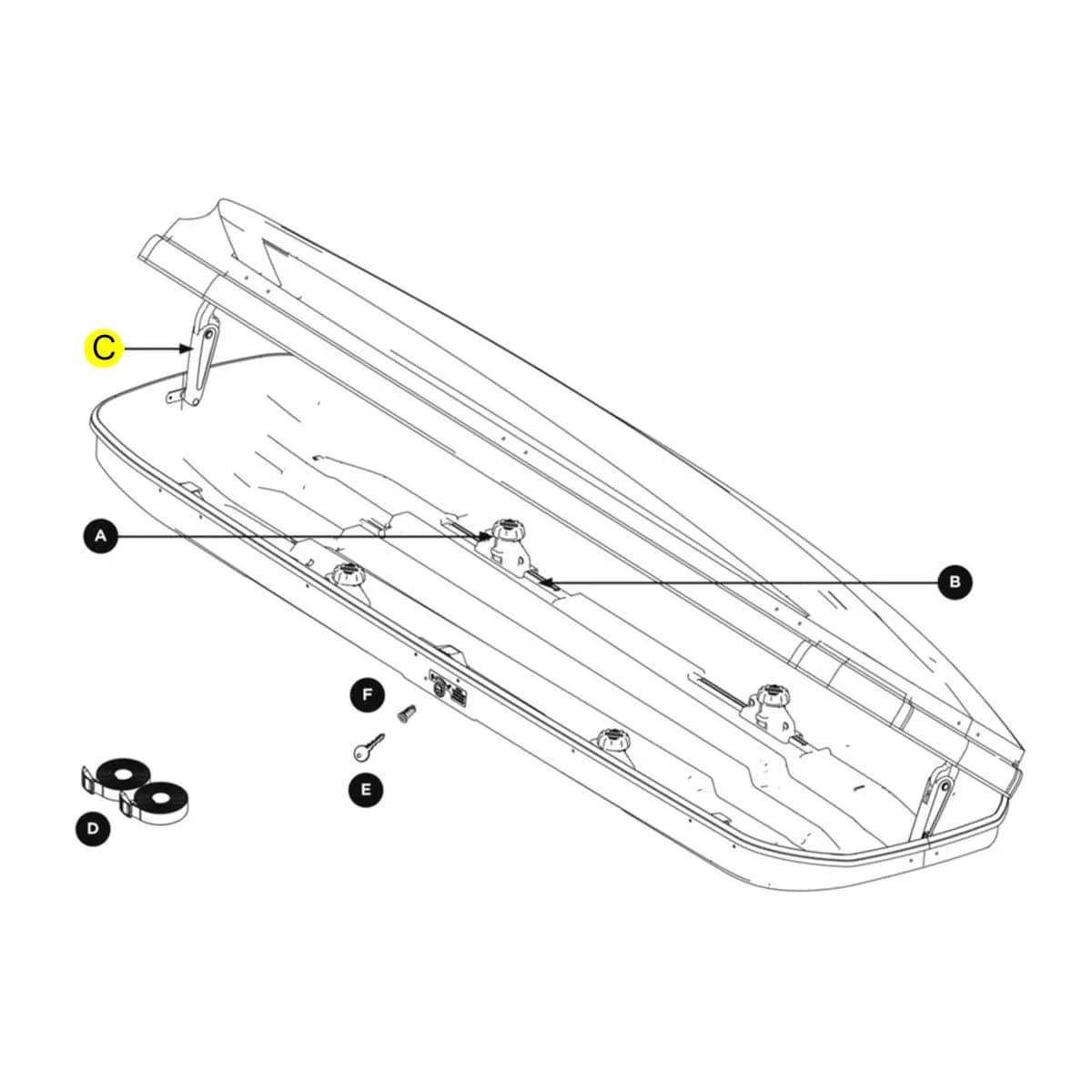 Thule Replacement Lid Lifter for Roof Boxes 14933 | Black Plastic — Black