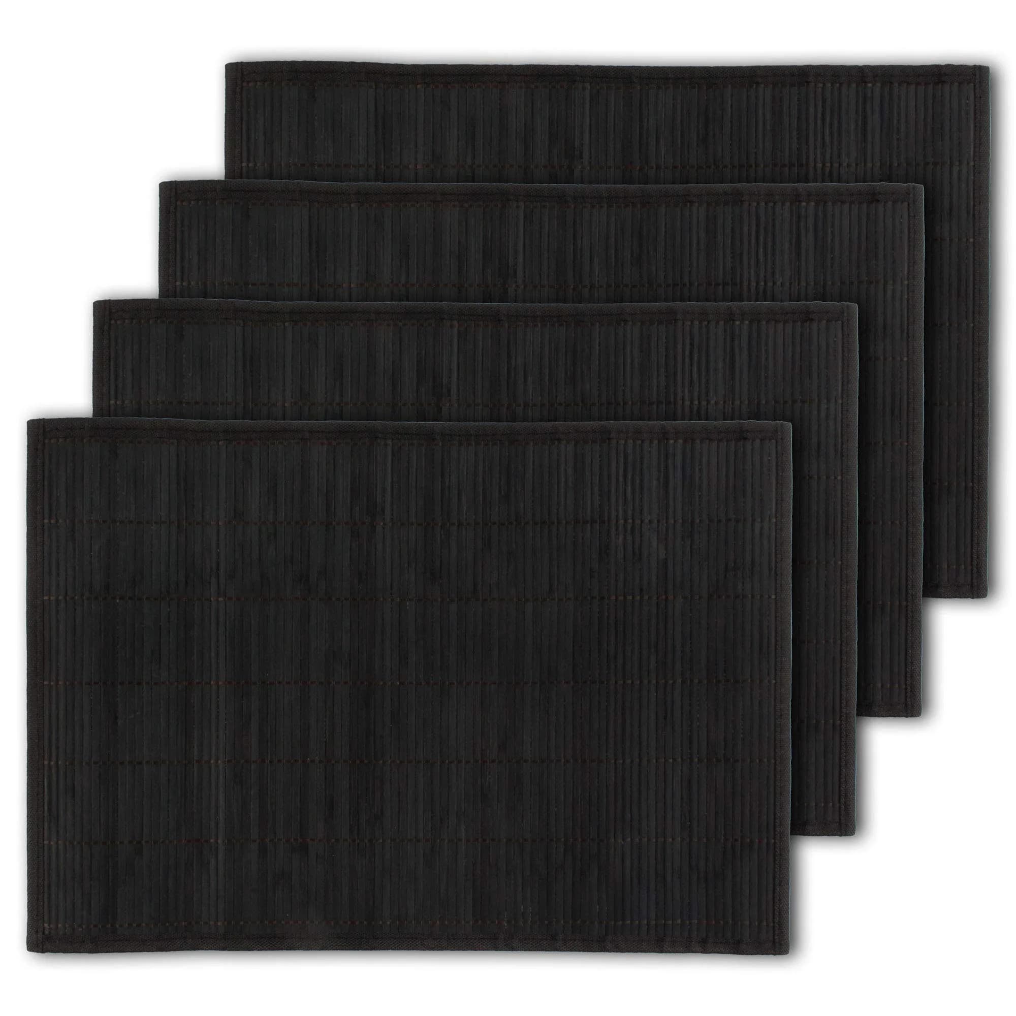 BambooMN Bamboo Placemat 18" x 13" | Red, 4 pcs, Reversible & Eco-Friendly — Black / 4 Units