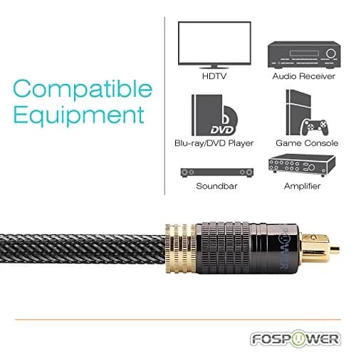 FosPower 24K Gold Plated Toslink Digital Fiber Optical Audio Cable, 15 FT | Supports 5.1/7.1 Surround Sound thumbnail 7