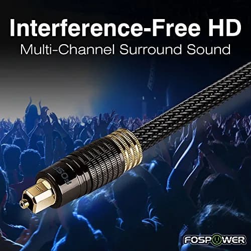 FosPower 24K Gold Plated Toslink Digital Fiber Optical Audio Cable, 15 FT | Supports 5.1/7.1 Surround Sound thumbnail 2