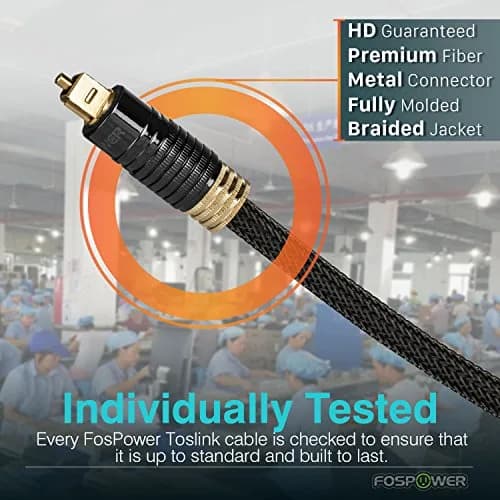 FosPower 24K Gold Plated Toslink Digital Fiber Optical Audio Cable 1.8m (6 FT) | High Speed S/PDIF Cable for Home Theater thumbnail 5
