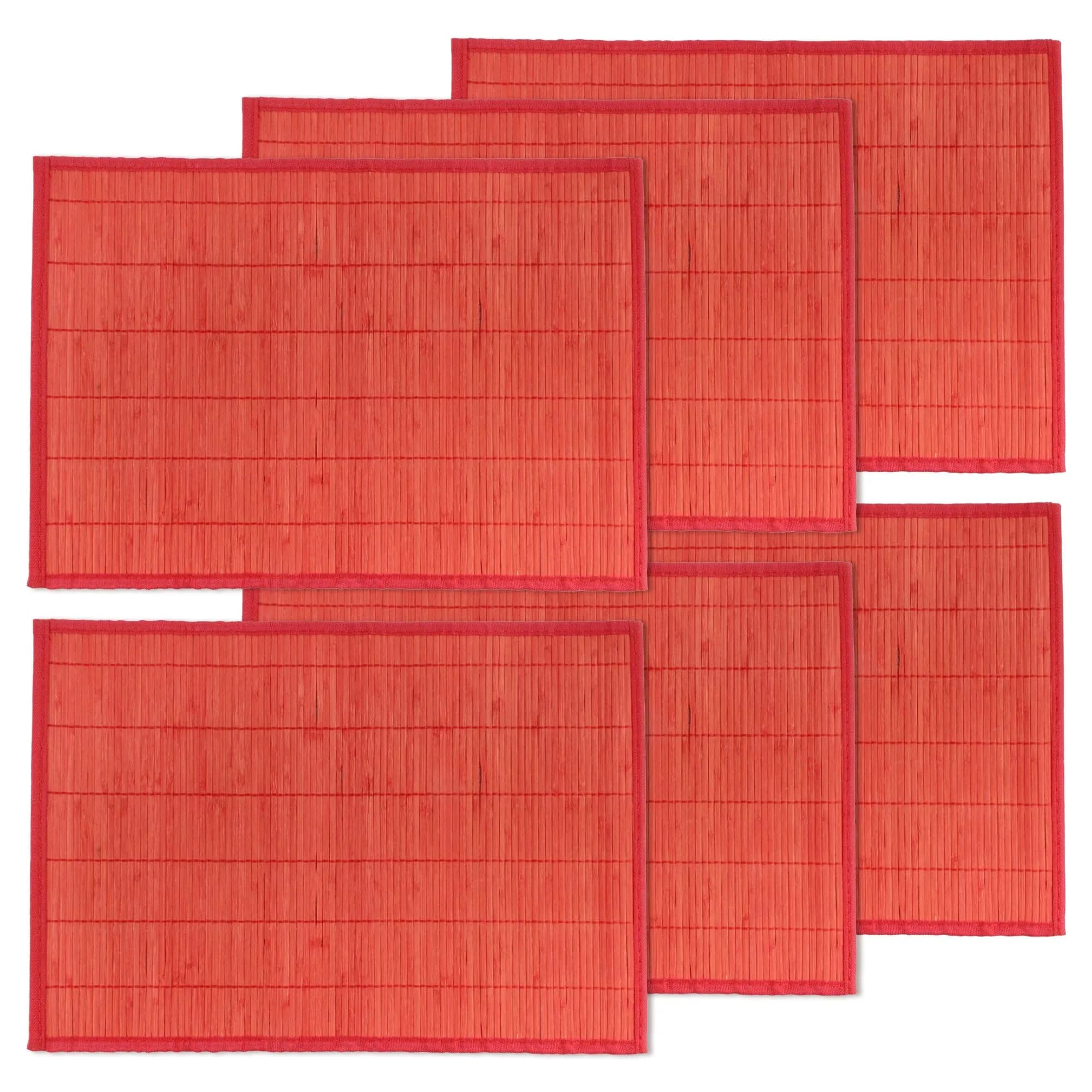 BambooMN Bamboo Placemat 18" x 13" | Reversible, Natural Bamboo, 8 pcs — Red / 6 Units