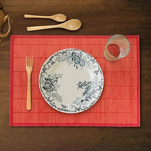 BambooMN Bamboo Placemat - 18" x 13" | Red, 6 pcs | Reversible & Eco-Friendly thumbnail 5