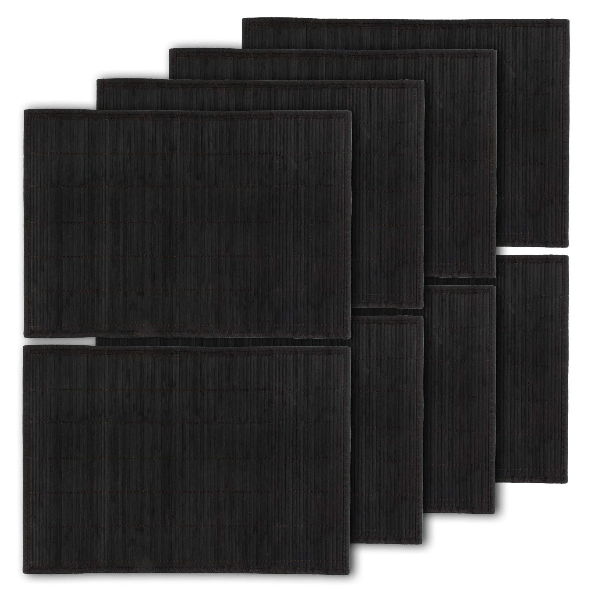 BambooMN Bamboo Placemat 18" x 13" | Red, 4 pcs, Reversible & Eco-Friendly — Black / 8 Units