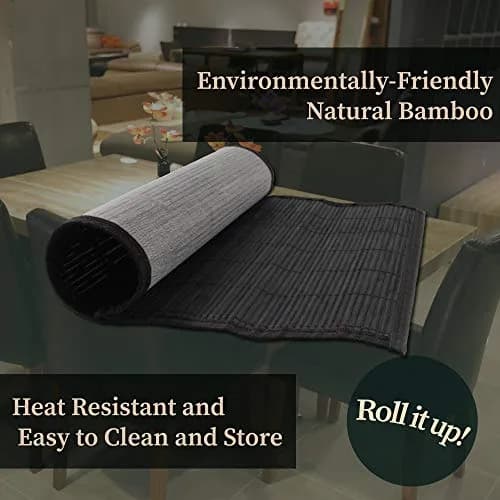 BambooMN Bamboo Placemat 18" x 13" | Reversible, Natural Bamboo, 8 pcs thumbnail 3