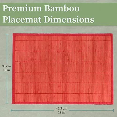 BambooMN Bamboo Placemat 18" x 13" | Red, 4 pcs, Reversible & Eco-Friendly thumbnail 4