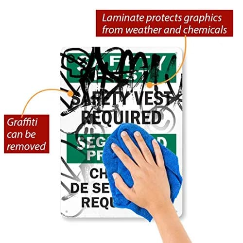 SmartSign Safety First - Safety Vest Required Aluminum Sign | 10" x 14" OSHA Compliant thumbnail 2