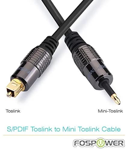 FosPower 24K Gold Plated Toslink to Mini Toslink Optical Cable 6ft | Supports 5.1/7.1 Surround Sound thumbnail 2